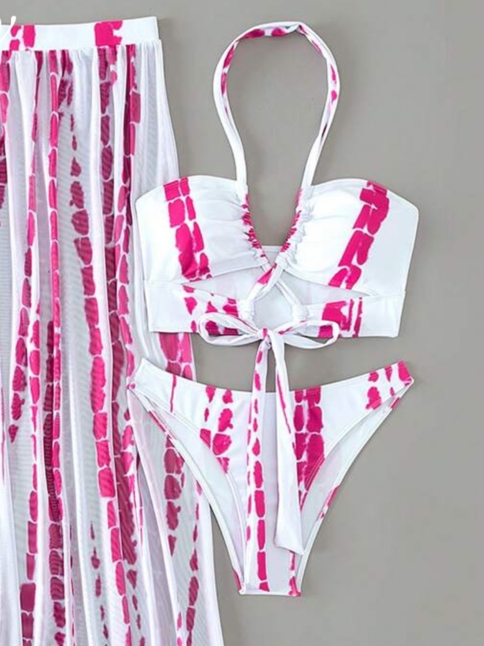 Swim Vcay Pink Tie Dye Bikini Set & Sheer Cover Up Skirt Size M - Picture 1 of 11
